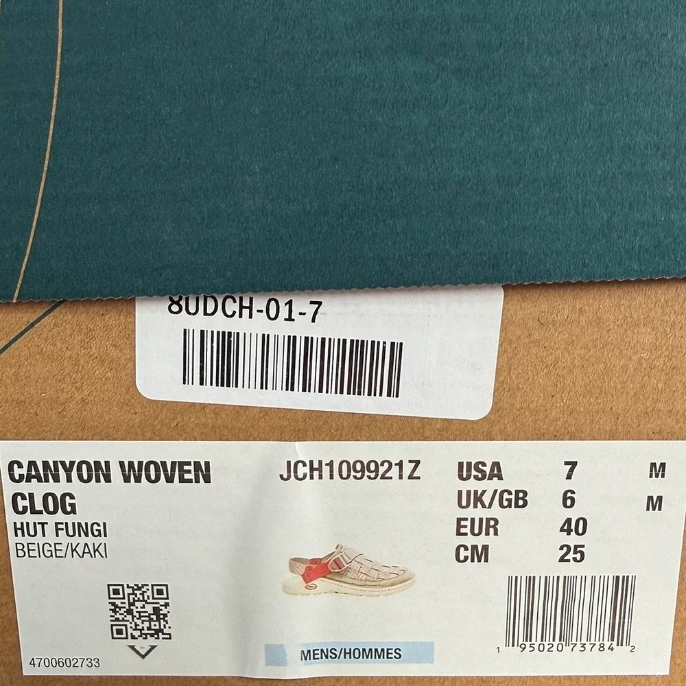 Chaco Canyon Woven Clog Sandals - NWT Mens Size 7 Beige / Khaki - #49131-TOP1